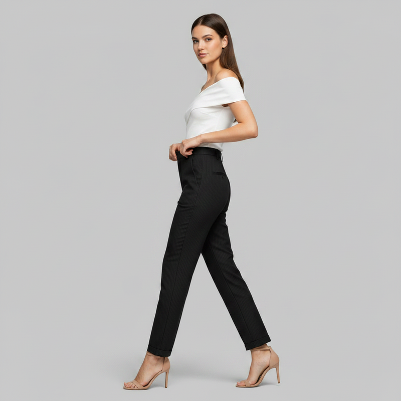 Elegant High Waist Women's Trousers | Office Wear