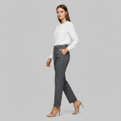 Elegant High Waist Women's Trousers | Office Wear