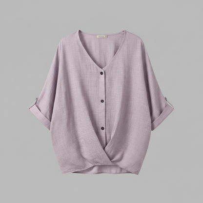 Elegant V-Neck Women's Blouse | Long Sleeve Versatile Top
