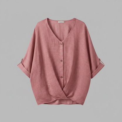 Elegant V-Neck Women's Blouse | Long Sleeve Versatile Top