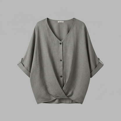 Elegant V-Neck Women's Blouse | Long Sleeve Versatile Top