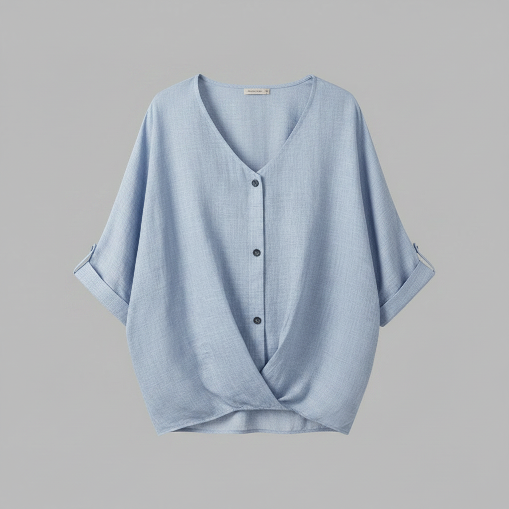 Elegant V-Neck Women's Blouse | Long Sleeve Versatile Top