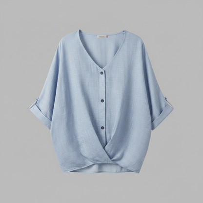 Elegant V-Neck Women's Blouse | Long Sleeve Versatile Top