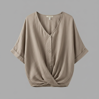 Elegant V-Neck Women's Blouse | Long Sleeve Versatile Top