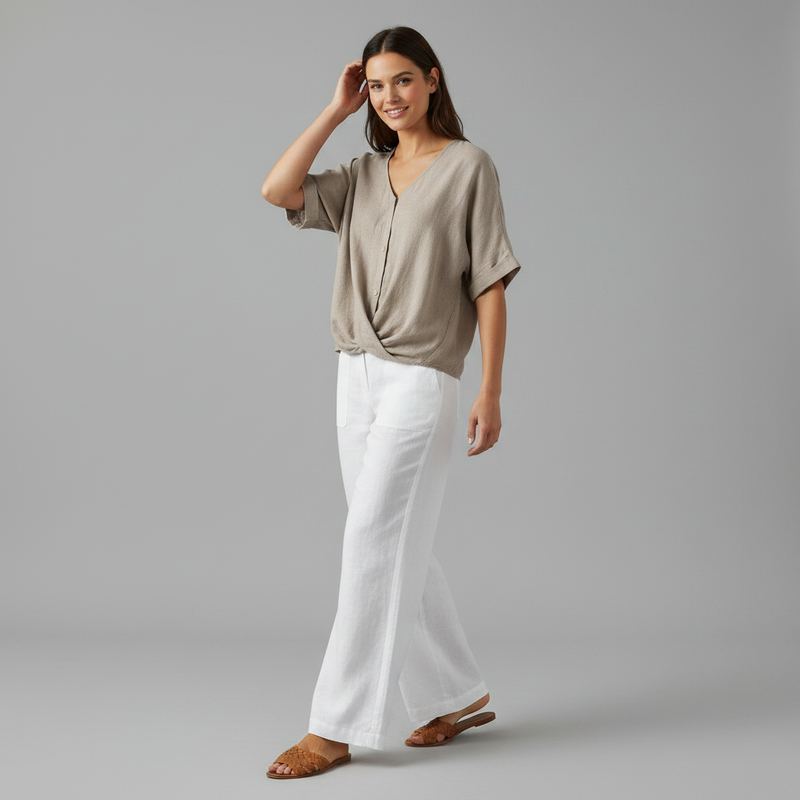 Elegant V-Neck Women's Blouse | Long Sleeve Versatile Top