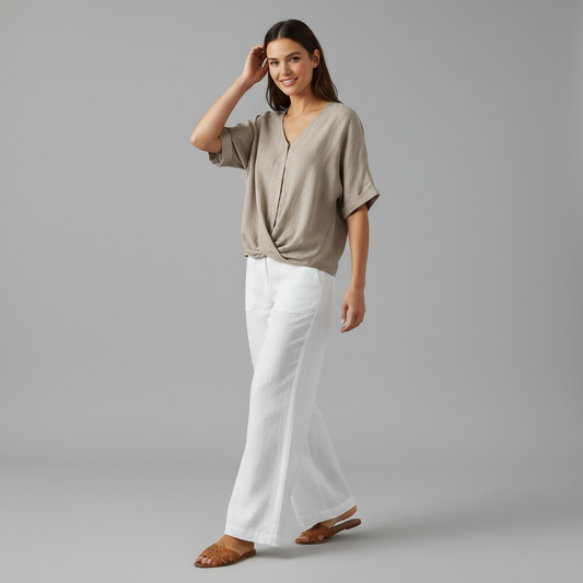 Elegant V-Neck Women's Blouse | Long Sleeve Versatile Top