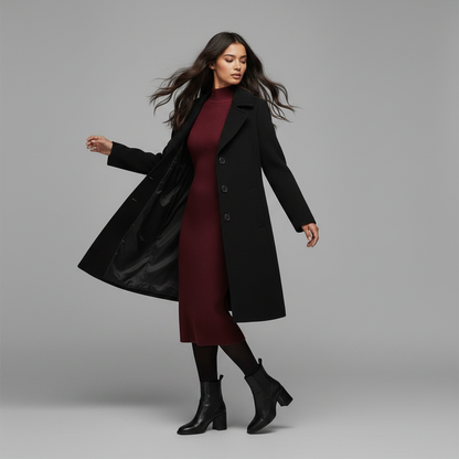 Elegant Long Wool Coat | Women's Winter Outerwear